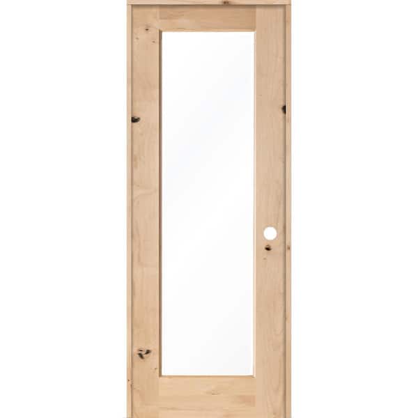 Krosswood Doors 36 in. x 96 in. Rustic Knotty Alder 1-Lite with Solid Core Left-Hand Wood Single Prehung Interior Door