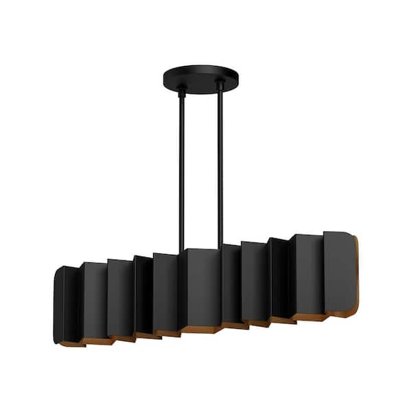 KUZCO Akira 42 in. 6 Light 60-Watt Black/Gold Pendant Light