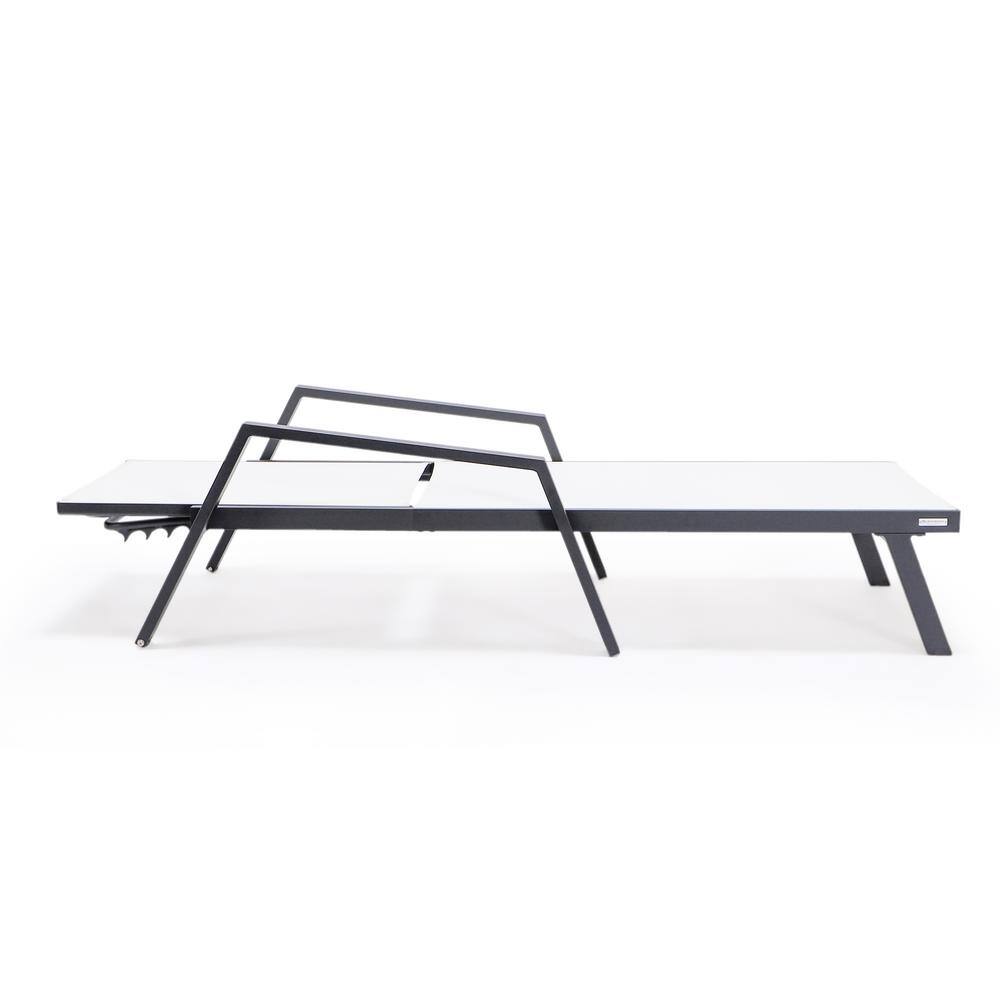Marlin Black Aluminum Patio Chaise Lounge Chair with White Sling