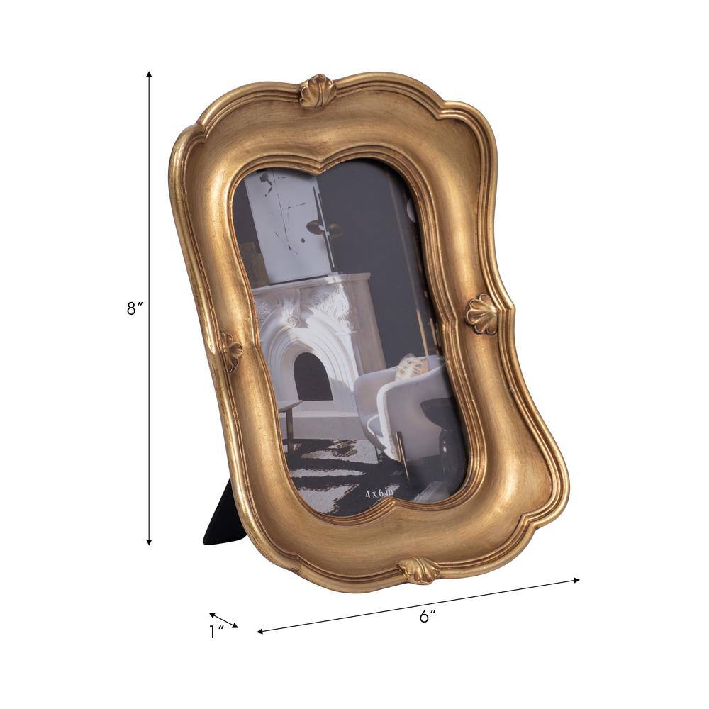 Vintage Gold Polyresin 4x6 Photo Frame with Glass