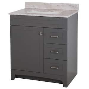 Thornbriar 31 in. W x 22 in. D x 38 in. H Single Sink  Bath Vanity in Cement with Winter Mist Stone Composite Top