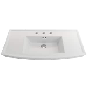 Lavita 40 in. 3-Hole Wall-Mounted Matte White Fireclay Rectangular Console Sink with Overflow