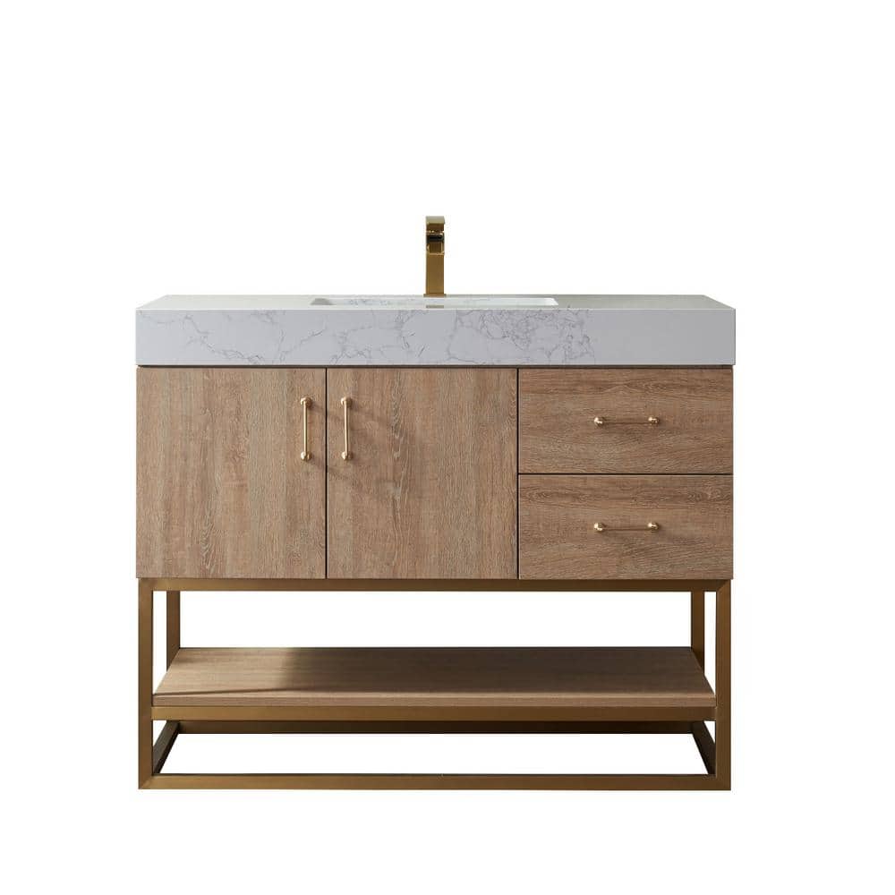 ROSWELL Alistair 42 in. W x 22 in. D x 33.9 in. H Bath Vanity in Oak