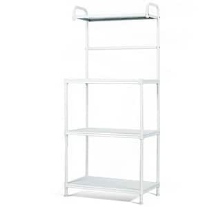 Kitchen Storage Baker Microwave Oven Rack with 4-Tier Shelves, White
