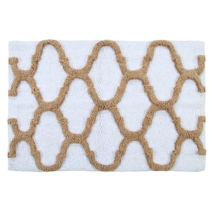 36 in. x 24 in. Bath Rug in White/Beige