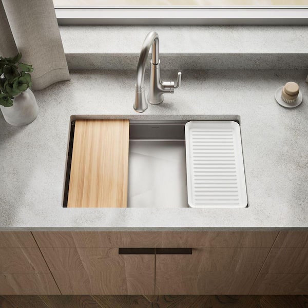 Strive 29 in. Undermount Single Bowl Stainless Steel Workstation Kitchen Sink