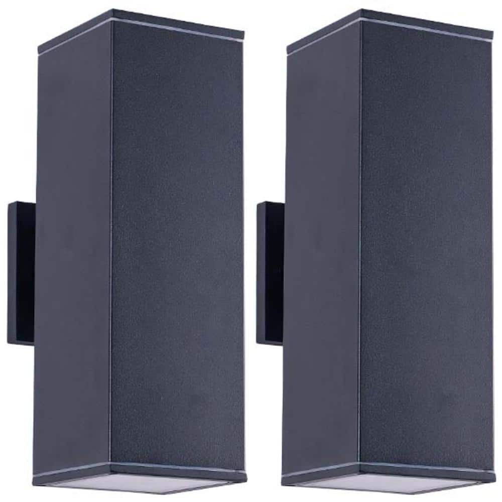 13.8 in. 2-Light Black Modern Aluminum Outdoor Wall Sconce, Rustproof and Rainproof (2-Pack) price history on PriceWatchPro