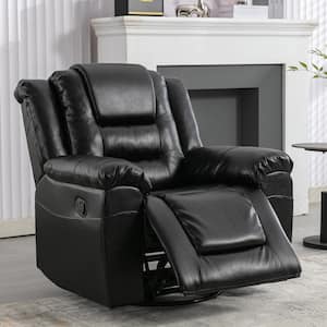 Black PU Leather 360° Swivel Home Theater Seating Manual Recliner