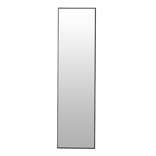Unbranded 14 in. W x 48 in. H Rectangular Full Length Aluminum Alloy Framed Wall Bathroom Vanity Mirror in Black