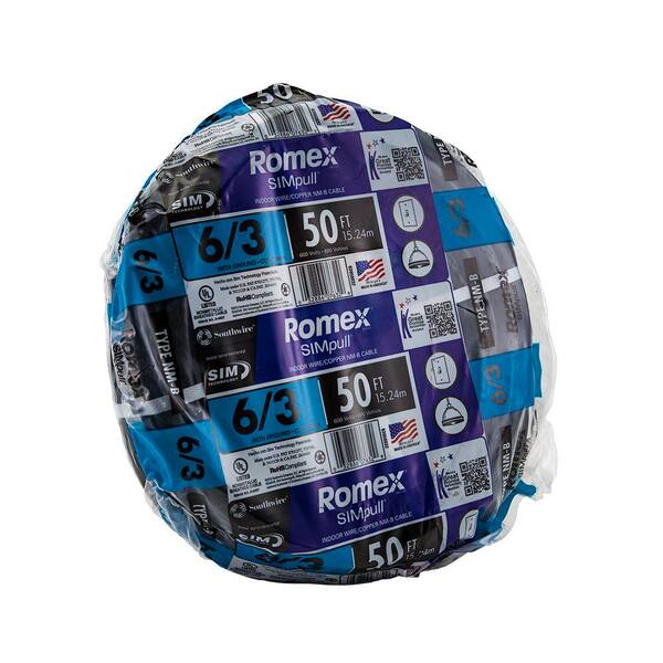 35 FT 6/3 NM-B Copper House Wire/Cable, Black, With Ground, Southwire, Cut From Master Reel