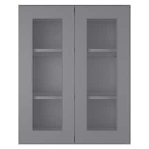 24 in. W X 12 in. D X 30 in. H in Shaker Gray Plywood Ready to Assemble Wall Kitchen Cabinet with 2-Doors 3-Shelves