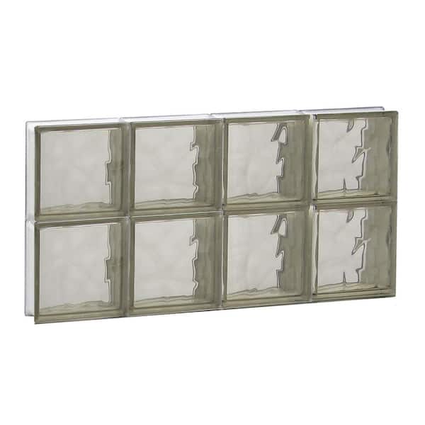 Clearly Secure 31 in. x 15.5 in. x 3.125 in. Frameless Non-Vented Bronze Wave Pattern Glass Block Window