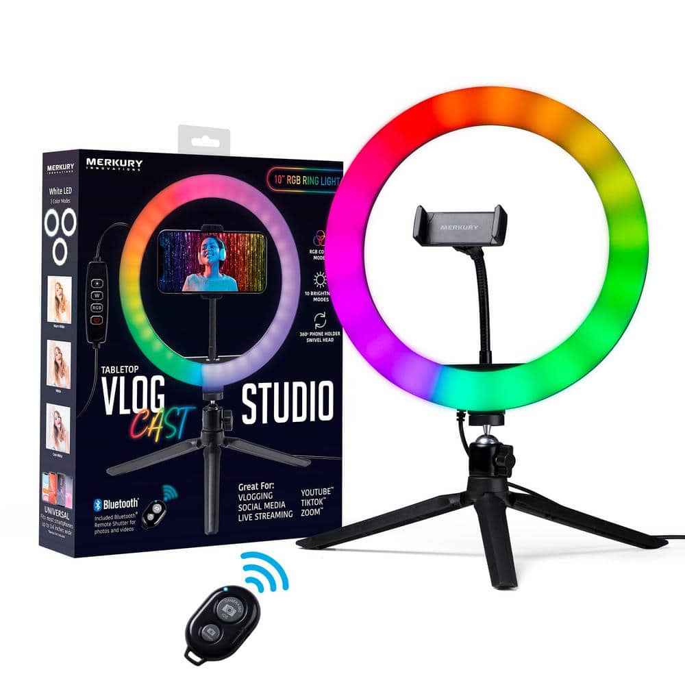 Andoer 10inch LED Ring Light with Tripod Stand Phone Holder Remote Shutter  2800K-5700K Dimmable 3 Colors Light for Live Streaming Makeup Photography  Camera Video Lighting