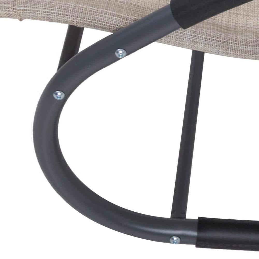 Beige Textilene Curved Rocker Chaise Lounge with Pillow
