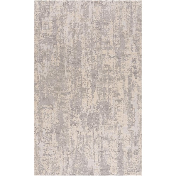 Vogue Grey 2 ft. 3 in. x 4 ft. Modern Abstract Doormat Area Rug Entrance Floor Mat