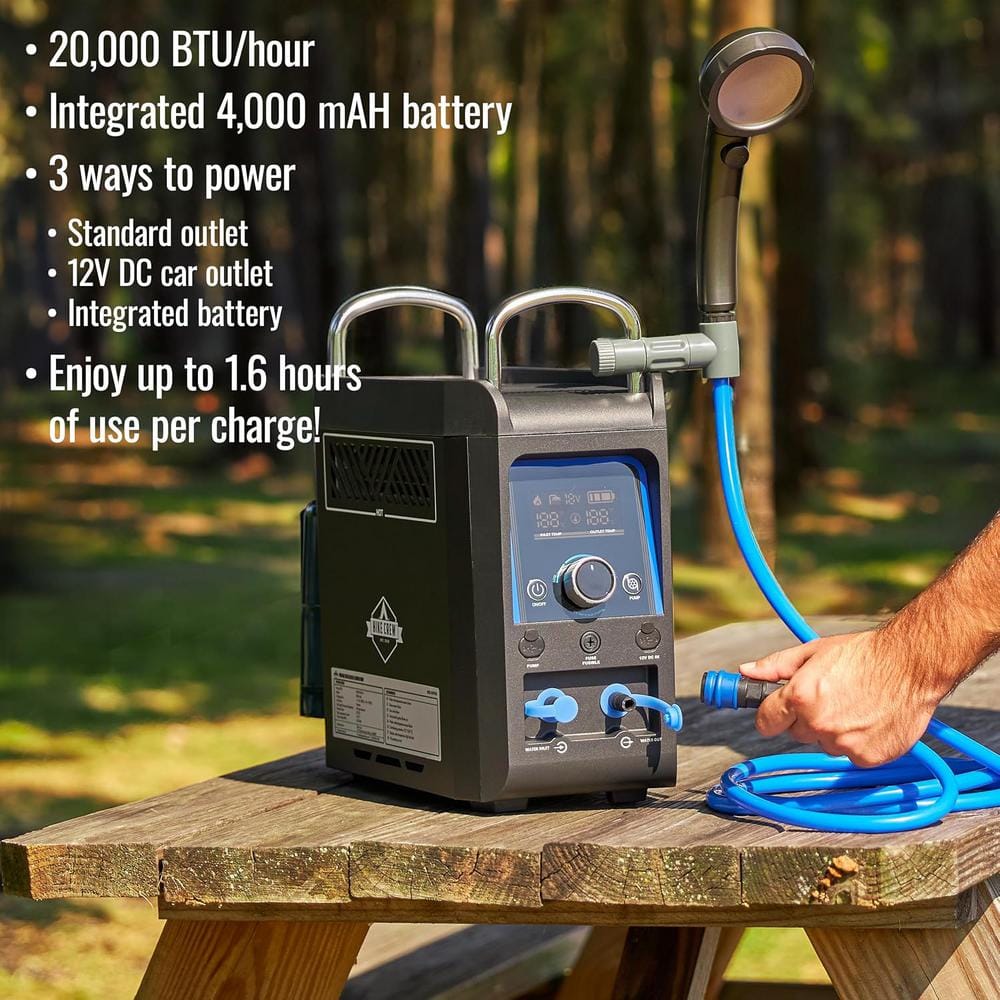 Portable Propane Water Heater with LED Display and Shower Head