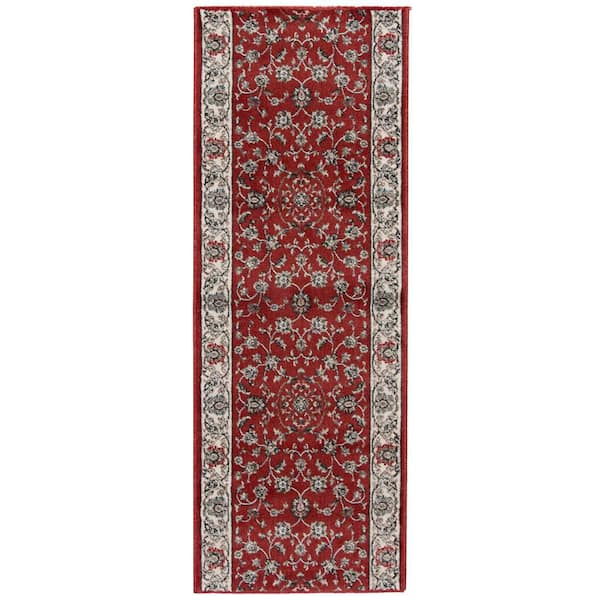 Kurdamir Rockland Cinnabar/Navajo White 26 in. W x 12 in. L Your Choice Length Stair Runner Coverage Area 2.17 sq. ft.