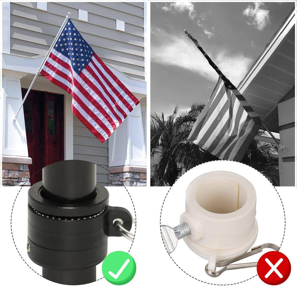 5 FT Black Stainless Steel Tangle-Free Flagpole Kit with Bracket