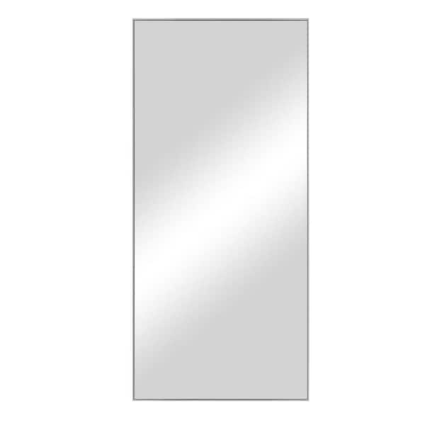 Dovelina 71 in. x 32 in. Modern Oversized Rectangle Metal Grey Silver Framed Floor Mirror Vanity Mirror