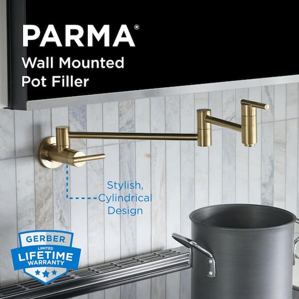 Parma 1-Handle with 2.2 GPM Wall Mount Pot Filler in Brushed Bronze