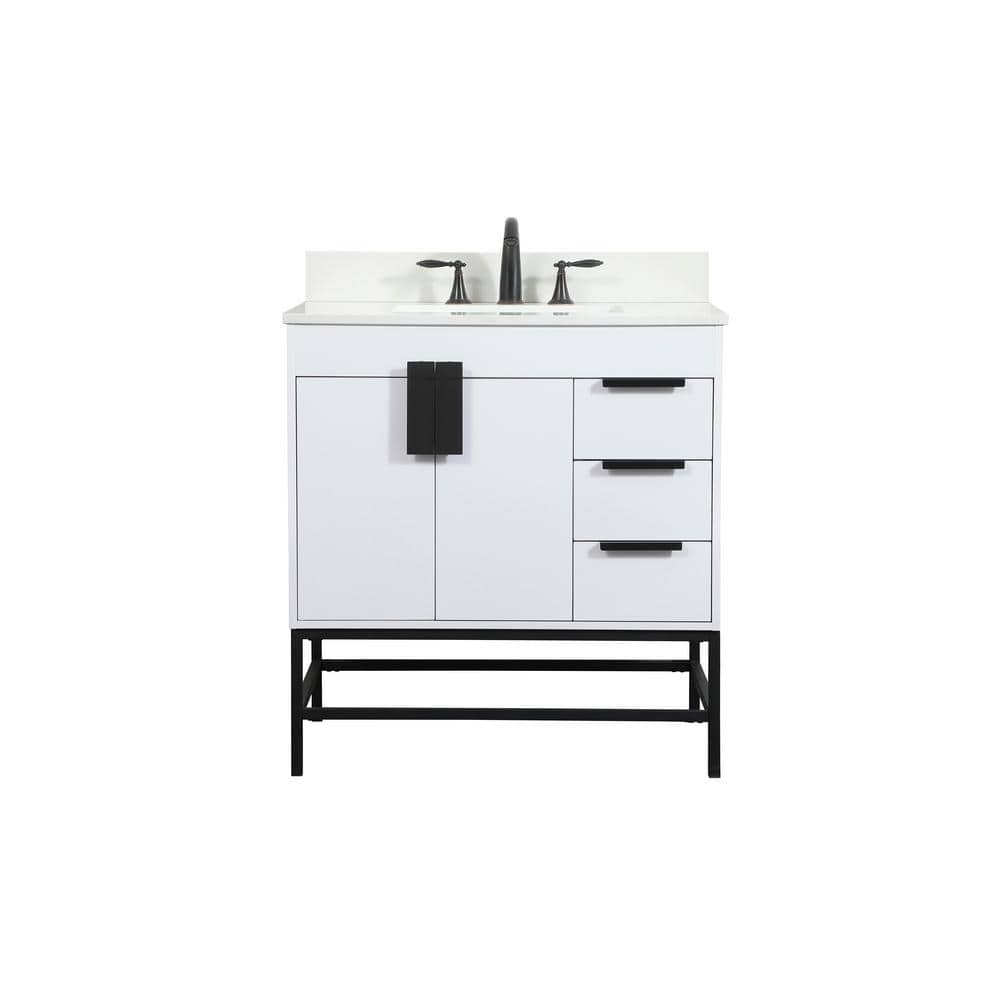 Simply Living 32 in. W x 22 in. D x 33.5 in. H Bath Vanity in White with Iv