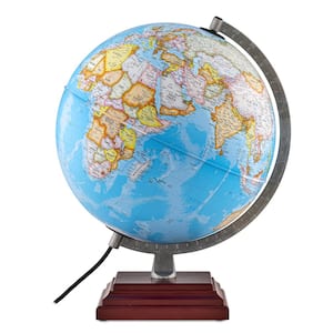 Odyssey Plus 17.5 in. Tall x 12 in. dia. Illuminated Decorative Desktop World Globe