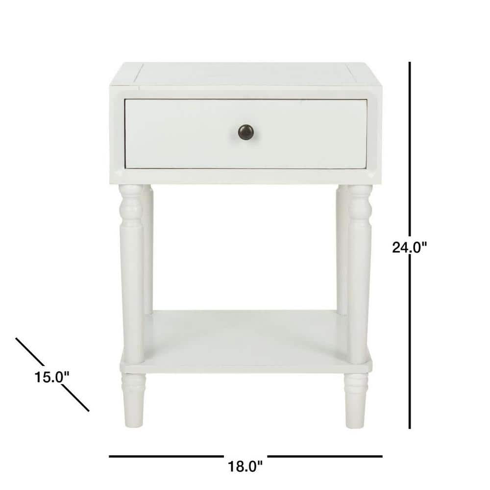 Transitional Shady White Poplar Nightstand with Storage Drawer
