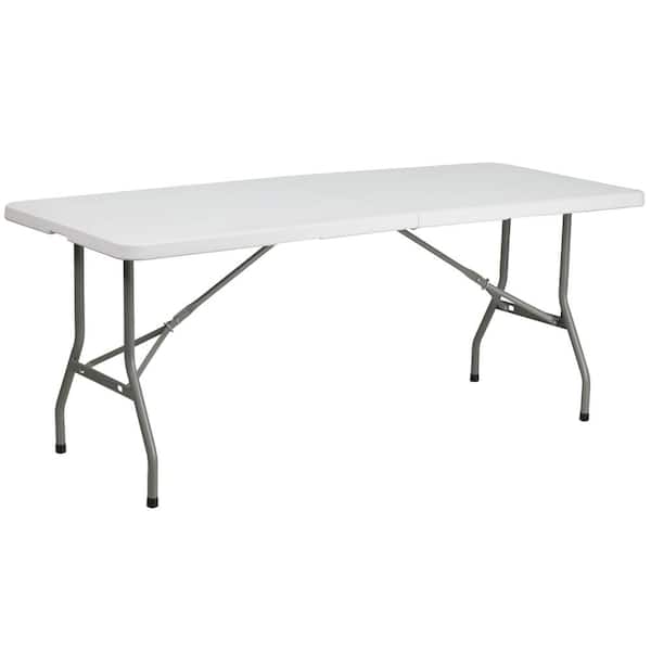 Carnegy Avenue CGA-RB-22755-GR-HD 72 in. Granite White Plastic Tabletop Metal Frame Folding Table - 1