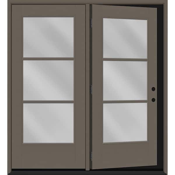 Legacy 72 in. x 80 in. Icon 3L Modern ClearGlass Kindling LH Center-Hinged Painted Fiberglass Retro Pato Door w/6"Jamb