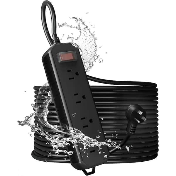 Outdoor Power Strip Weatherproof 50 ft. Extension Cord Waterproof Surge Protector 1250W Shockproof Overload Protection