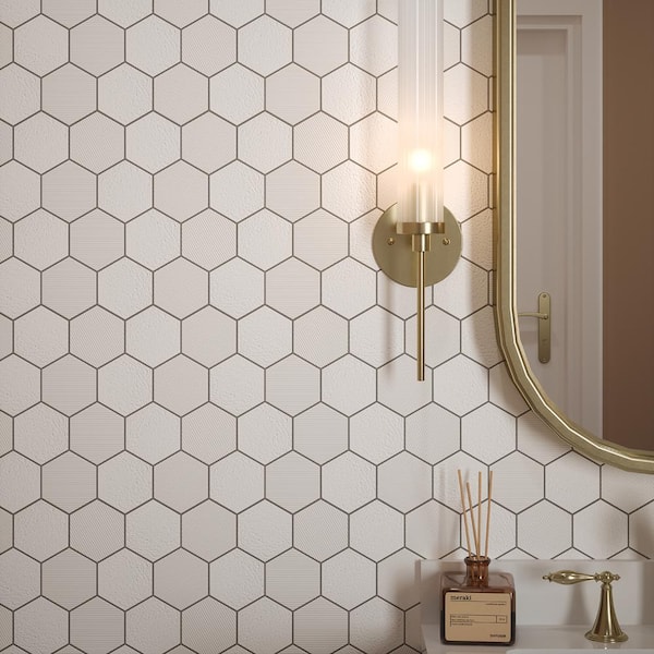 Jeffrey Court Magma White 10 in. x 11.875 in. Hexagon Matte Glass