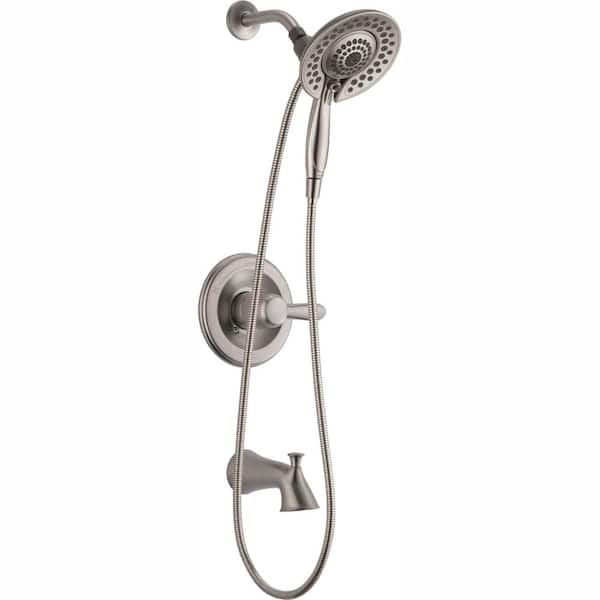 Delta Lahara In2ition Rough Included Single-Handle 5-Spray Tub and Shower Faucet 1.75 GPM in Brushed Nickel Valve Included