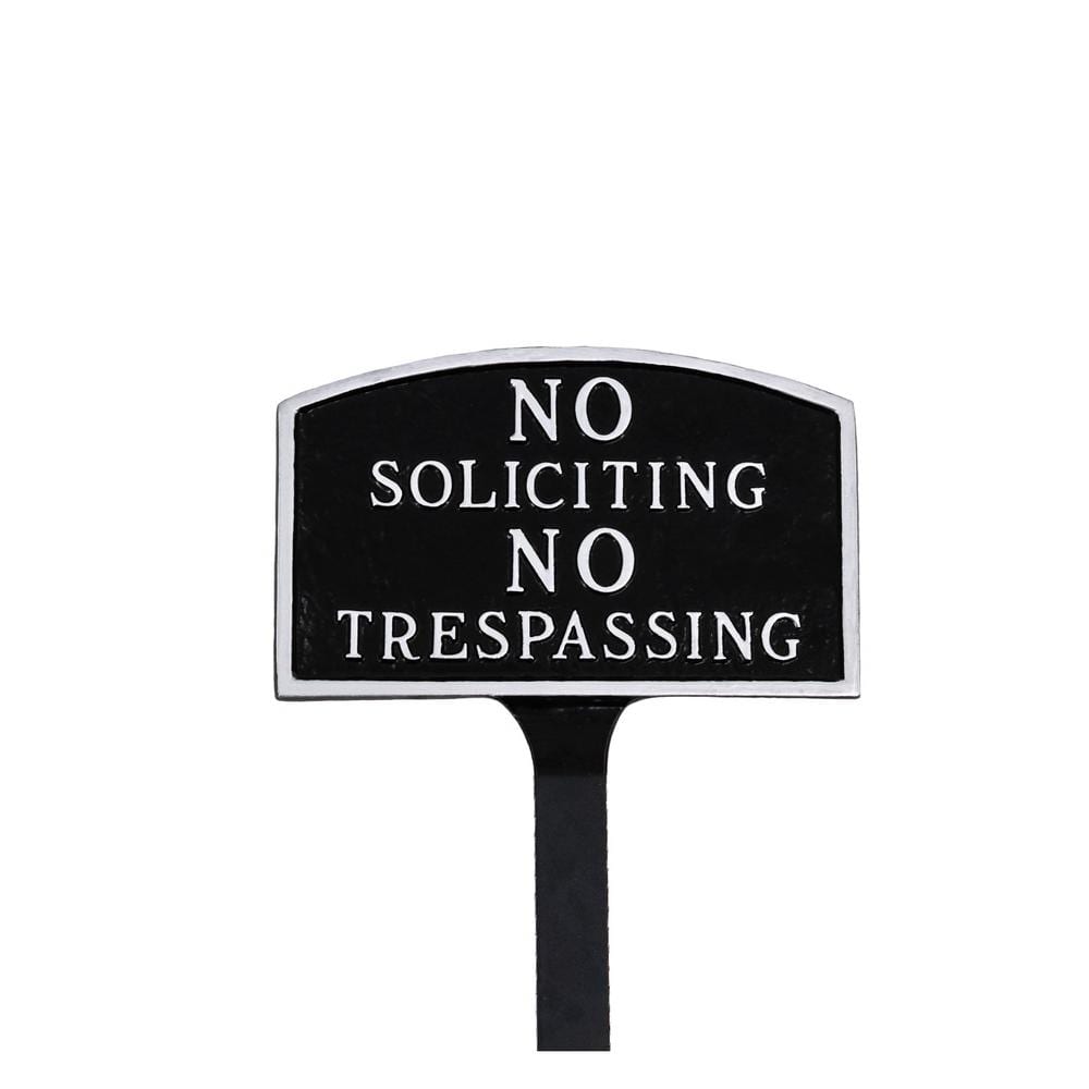 No Soliciting, No Trespassing Arch Standard Statement Plaque with 23 in. Lawn Stakes - Black/Silver price history on PriceWatchPro