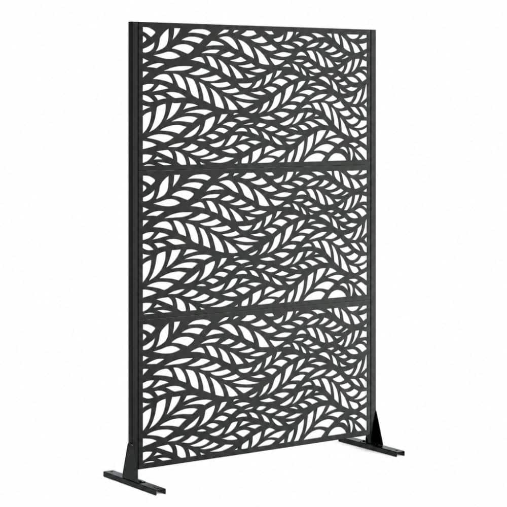 72 in. H x 46 in. W Metal Privacy Screen with Base, Portable Decorative Fence Panel for Patio Deck Garden price history on PriceWatchPro