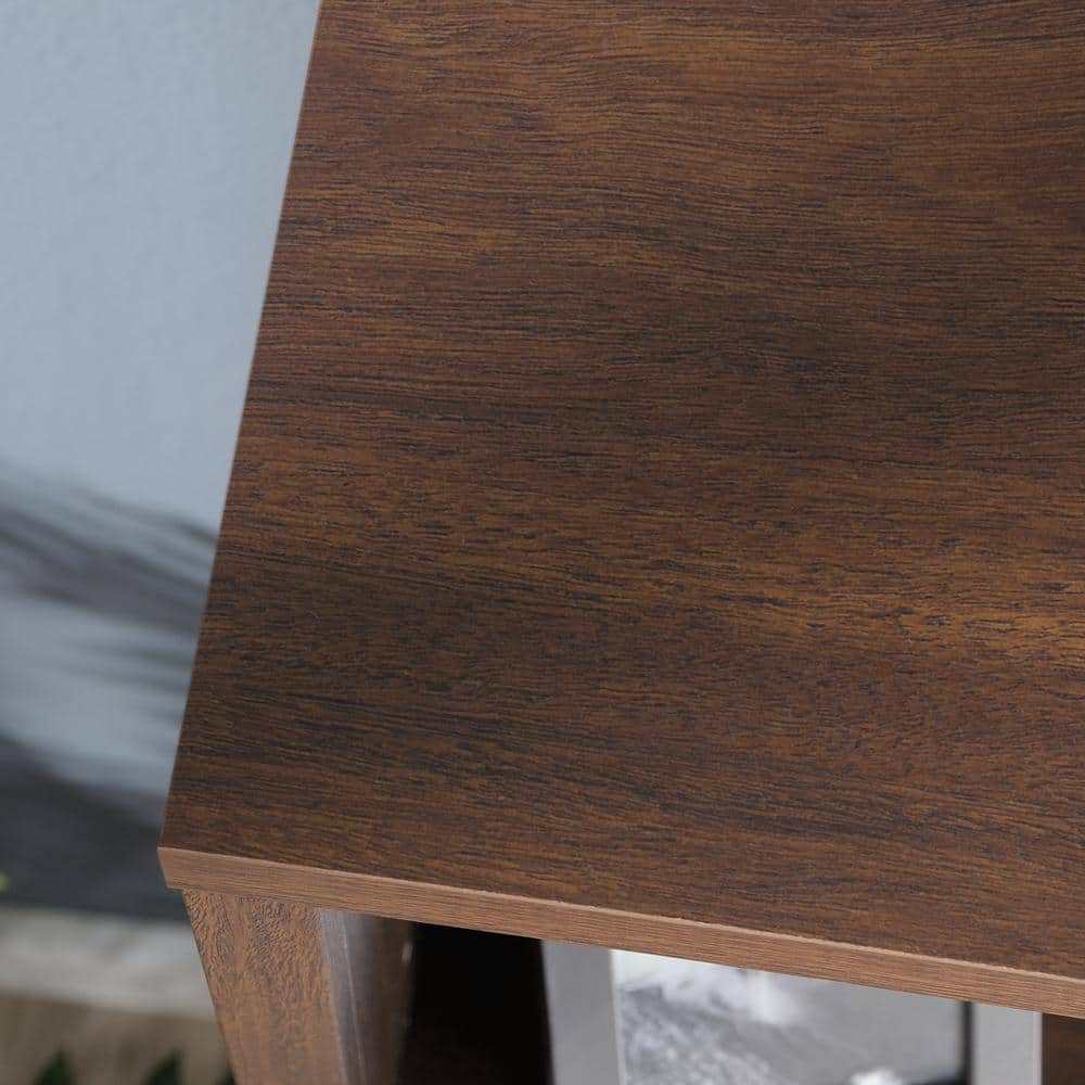 Spiced Mahogany Wood Computer Desk Hutch with Adjustable Shelf
