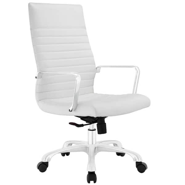 MODWAY Finesse 26.5 in. Width Big and Tall White Vinyl Executive Chair with Swivel Seat