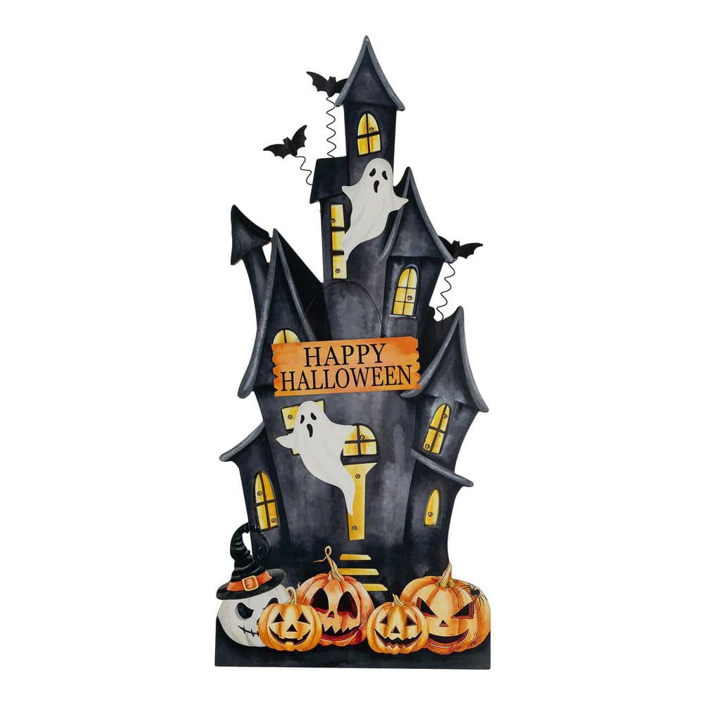 30 in. H Halloween Lighted Wooden Haunted House Porch Décor with Timer