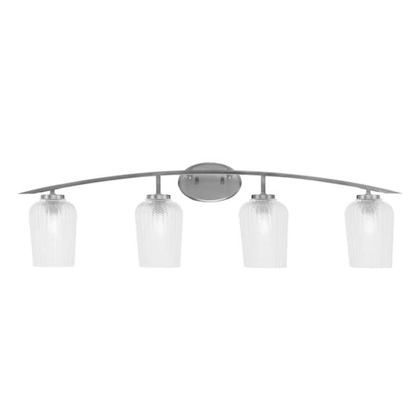 Unbranded Siena 40 in. 4-Light Graphite Vanity-Light Graphite with 5 in. Clear Textured Glass Shades No Bulbs Included