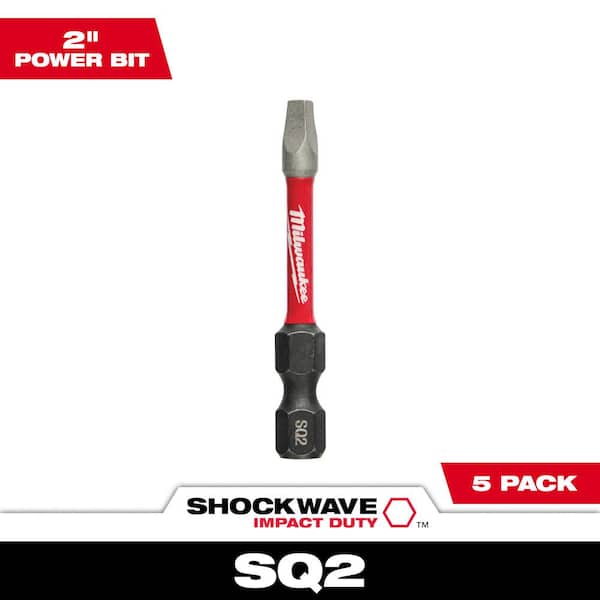 Milwaukee SHOCKWAVE Impact Duty 2 in. Square #2 Alloy Steel Screw Driver Bit (5-Pack)