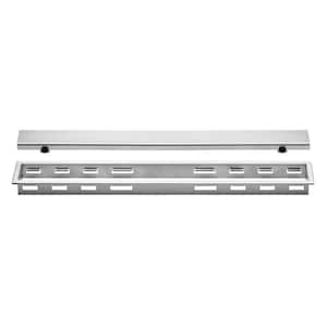 Kerdi-Line Brushed Stainless Steel 39-3/8 in. Closed Grate Assembly with 1-1/8 in. Frame