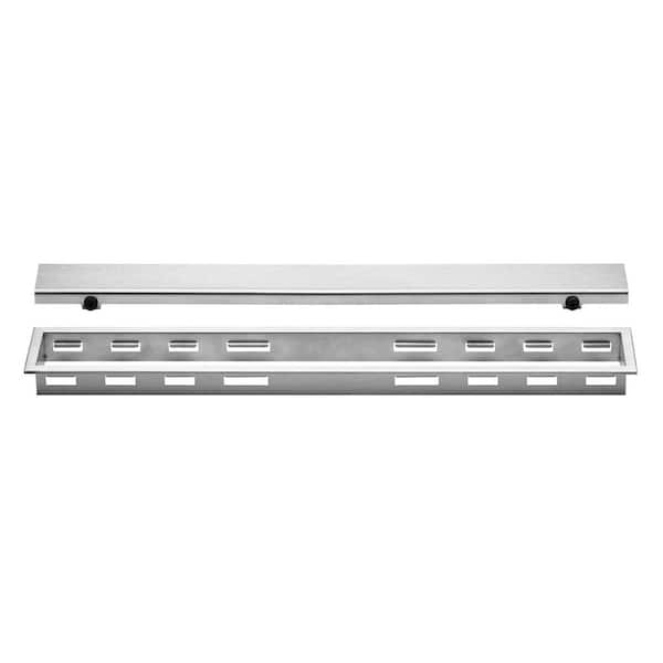 Schluter Kerdi-Line Brushed Stainless Steel 35-7/16 in. Closed Grate Assembly with 1-1/8 in. Frame