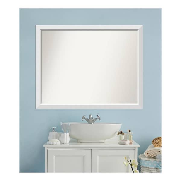 Amanti Art Blanco White 46.25 in. x 36.25 in. Custom Non-Beveled Wood Framed Bathroom Vanity Wall Mirror