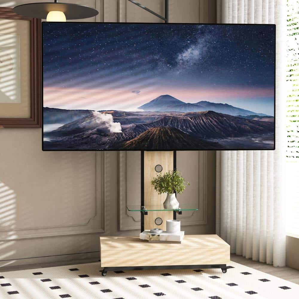 "Natural Mobile TV Stand with Mount – Fits 32""-75"" TVs, Rolling Cart with Drawer & Lockable Wheels" price history on PriceWatchPro