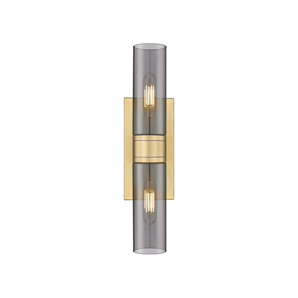 Ballston Urban 18 in. 2-Light Brushed Brass Vanity Light with Black Glass Shade price history on PriceWatchPro