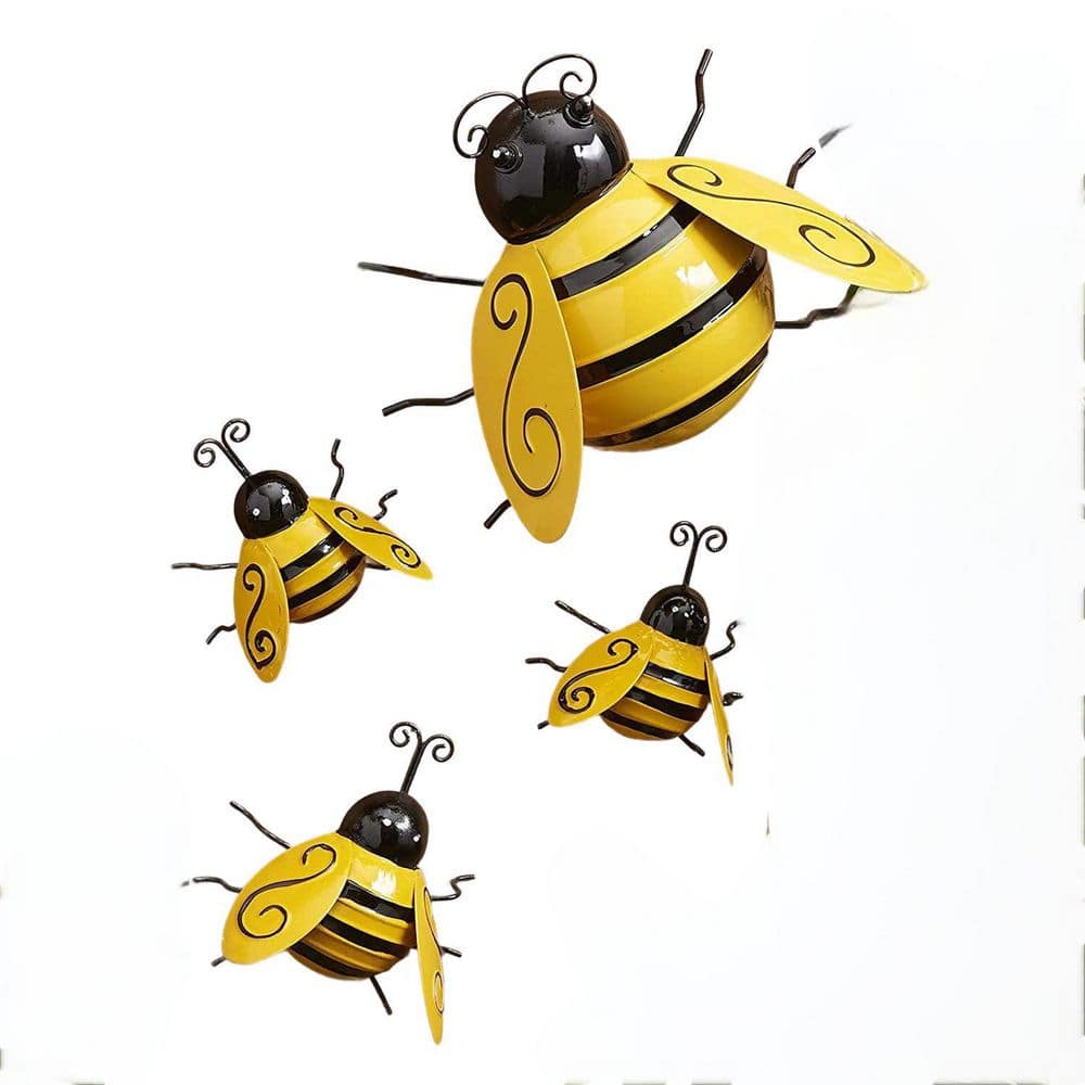 5.9 in. x 4.13 in. 4-Pieces Metal Bumble Bee Wall Decor Sculpture Package Include 1 Small + 2 Medium + 1 Large price history on PriceWatchPro