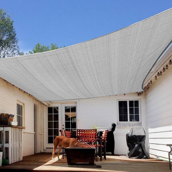 Cisvio 20 ft. x 16 ft. 185 GSM Light Grey Rectangle Sun Shade Sail
