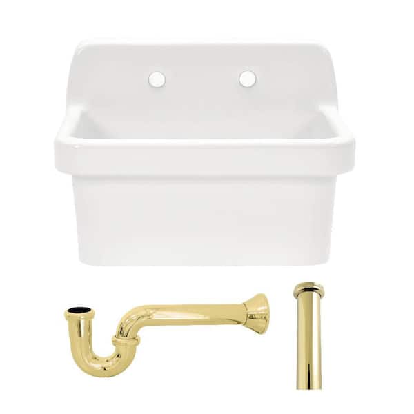 Doriteal 24 in. Wall Mount Single Ceramic Kitchen Sink with Accessories