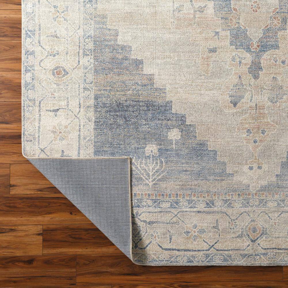 Luca Blue and Ivory Rectangular Wool Blend Area Rug