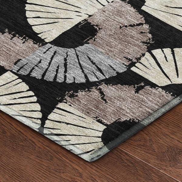Mayfield Premium Machine Washable Abstract AMF2462 Black 10 ft. x 14 ft. Area Rug