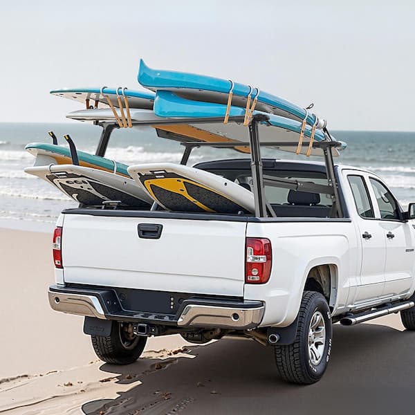 Truck Ladder Rack, 21-31.5 in. Adjustable, Non-Drilling Aluminum Sidebar, 800 lbs. Capacity Rack for Canoes, Ladders